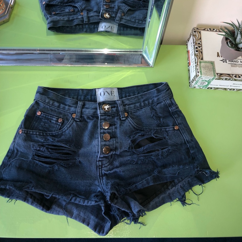 High Waisted One Teaspoon Button Up Shorts